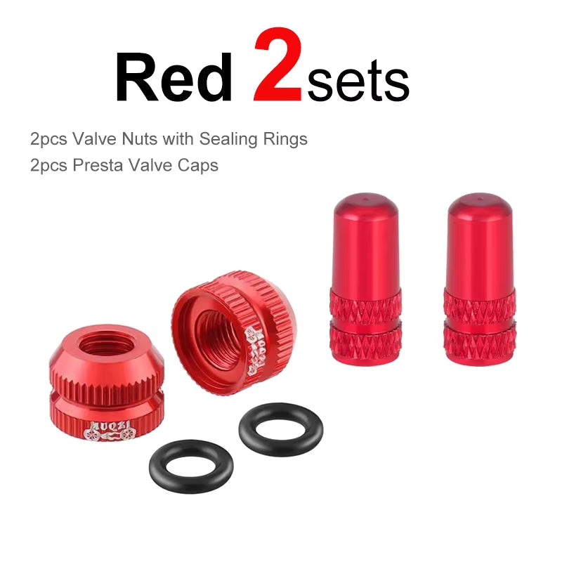 2~8Sets Bicycle Tire Valve Nut with Presta Valve Cap Set MTB Road Bike Tubeless Presta Valve Protection Screw and Cover