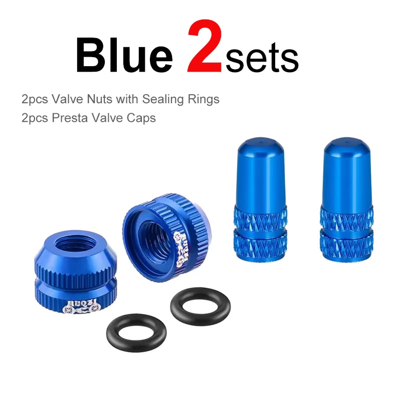 2~8Sets Bicycle Tire Valve Nut with Presta Valve Cap Set MTB Road Bike Tubeless Presta Valve Protection Screw and Cover