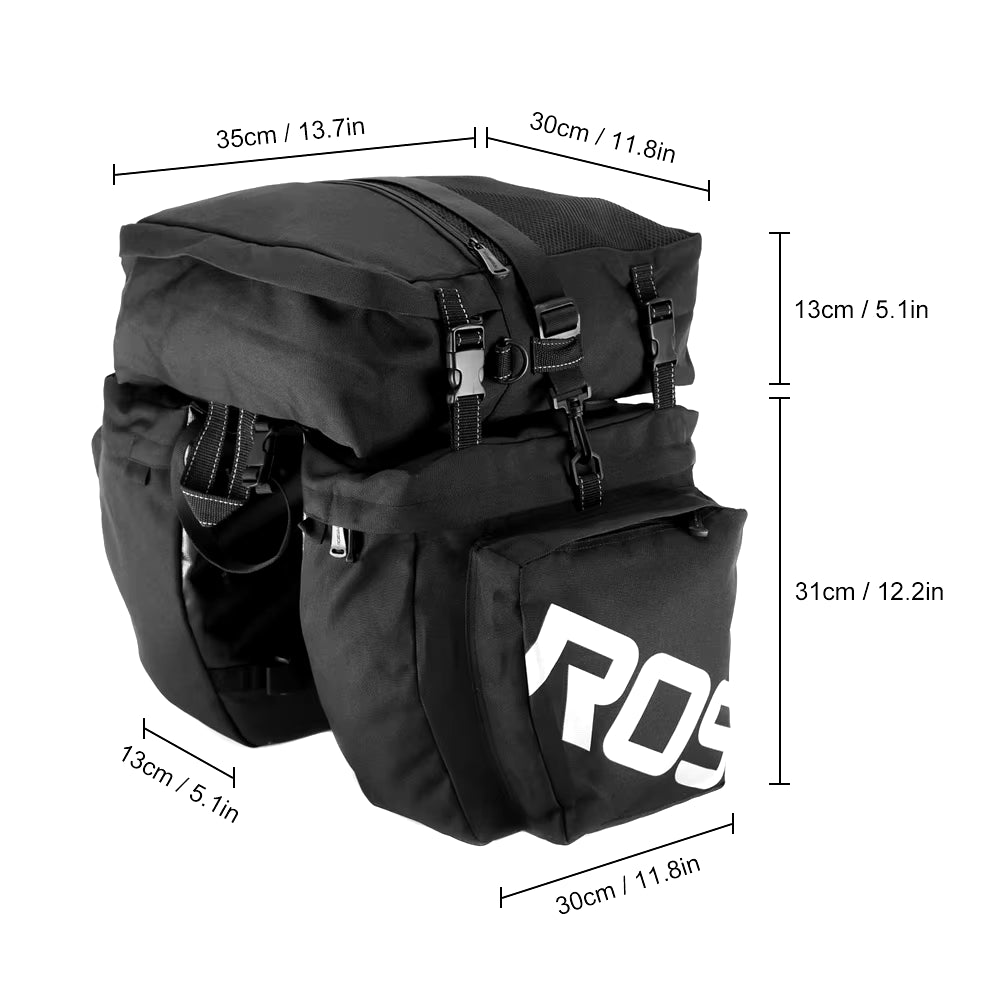 3In1 Multifunction Road MTB Mountain Bike Bag Bicycle Pannier Rear Seat Trunk Bag W Waterproof Rain Cover Saddlebags for Bicycle