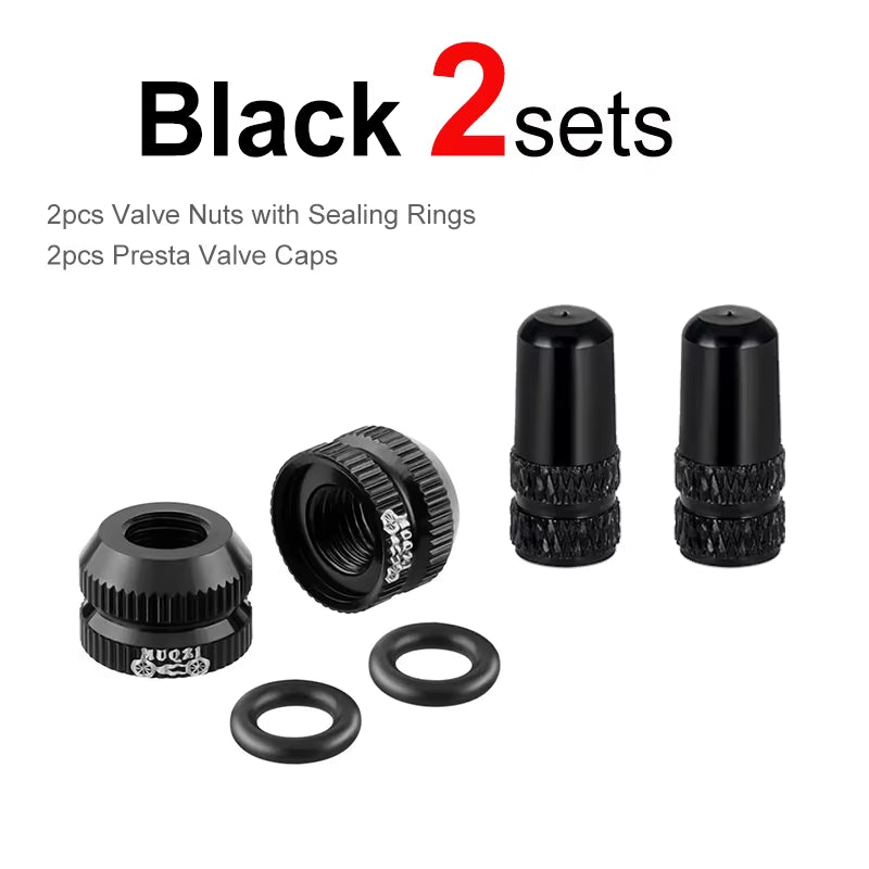 2~8Sets Bicycle Tire Valve Nut with Presta Valve Cap Set MTB Road Bike Tubeless Presta Valve Protection Screw and Cover