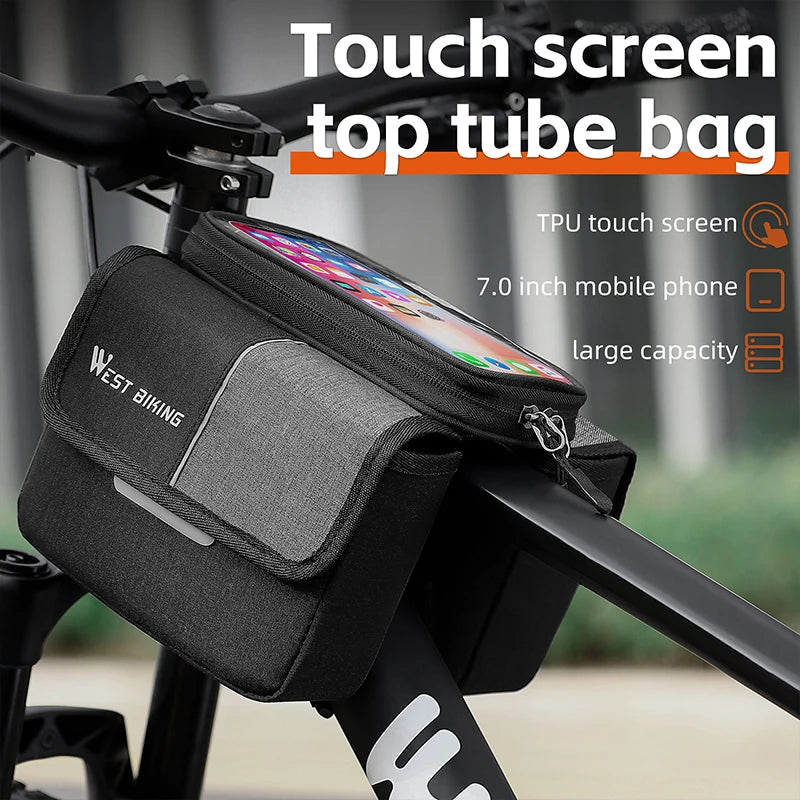 Bicycle Bag Cycling Top Front Tube Frame Bag 7.0Inches Phone Case Storage Touch Screen MTB Road Bike Bag Accessories