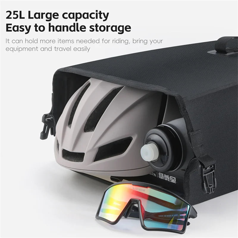 Full Waterproof Bicycle Pannier 25L Large Capacity Bike Rack Bag Long Travel Cycling Bag MTB Road Bike Accessories